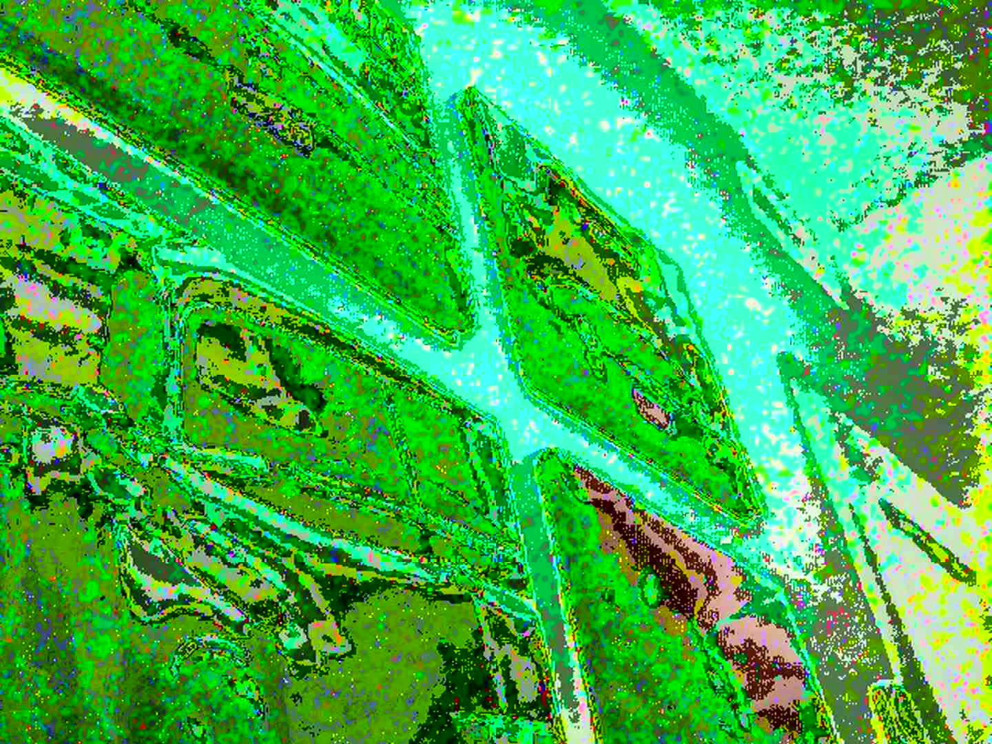 Circuit-bent photo of barely recognizable paintings