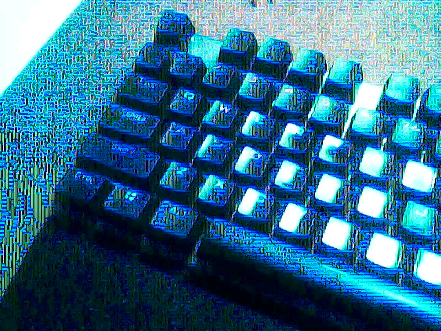 Circuit-bent photo of a keyboard